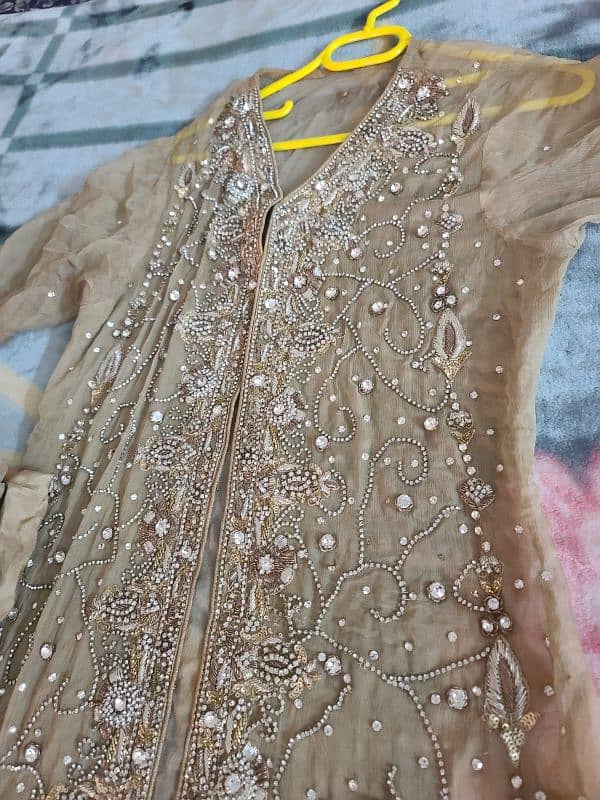 Heavily Embellished( Dabka ,Kora) work front open gown4 pc 1