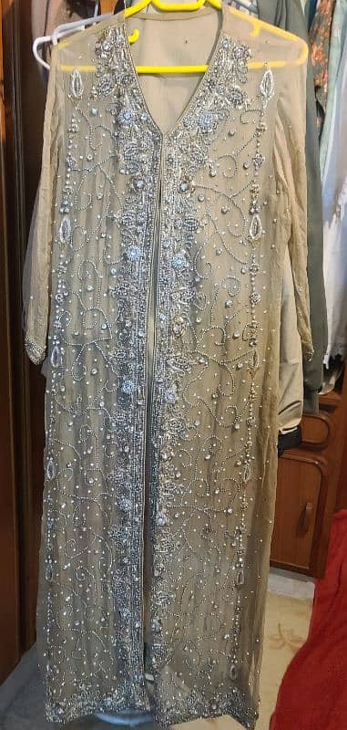 Heavily Embellished( Dabka ,Kora) work front open gown4 pc 0