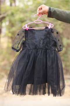 Black Frock with net half sleeves