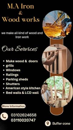 Wood Work & all type of Iron gate,grills, window & repairing services