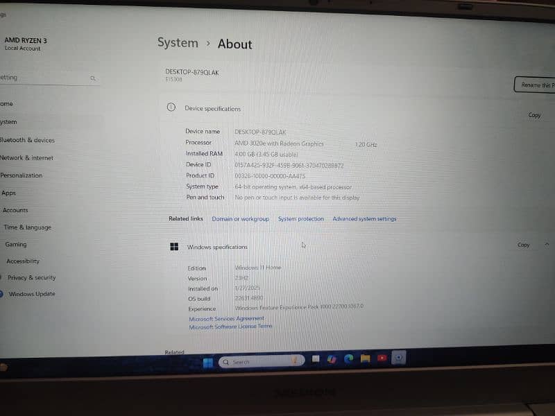 E15308 11 generation RYZEN 3 2
