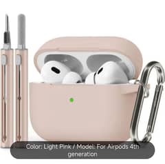 Silicone Earbud Case AirPods 4th gen with Cleaning Brush Pen.