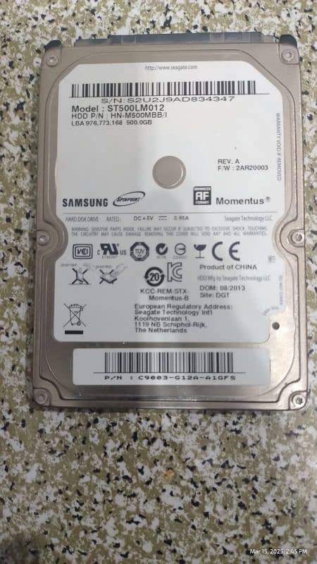 Samsung 500 Gb Hard drive disk 0