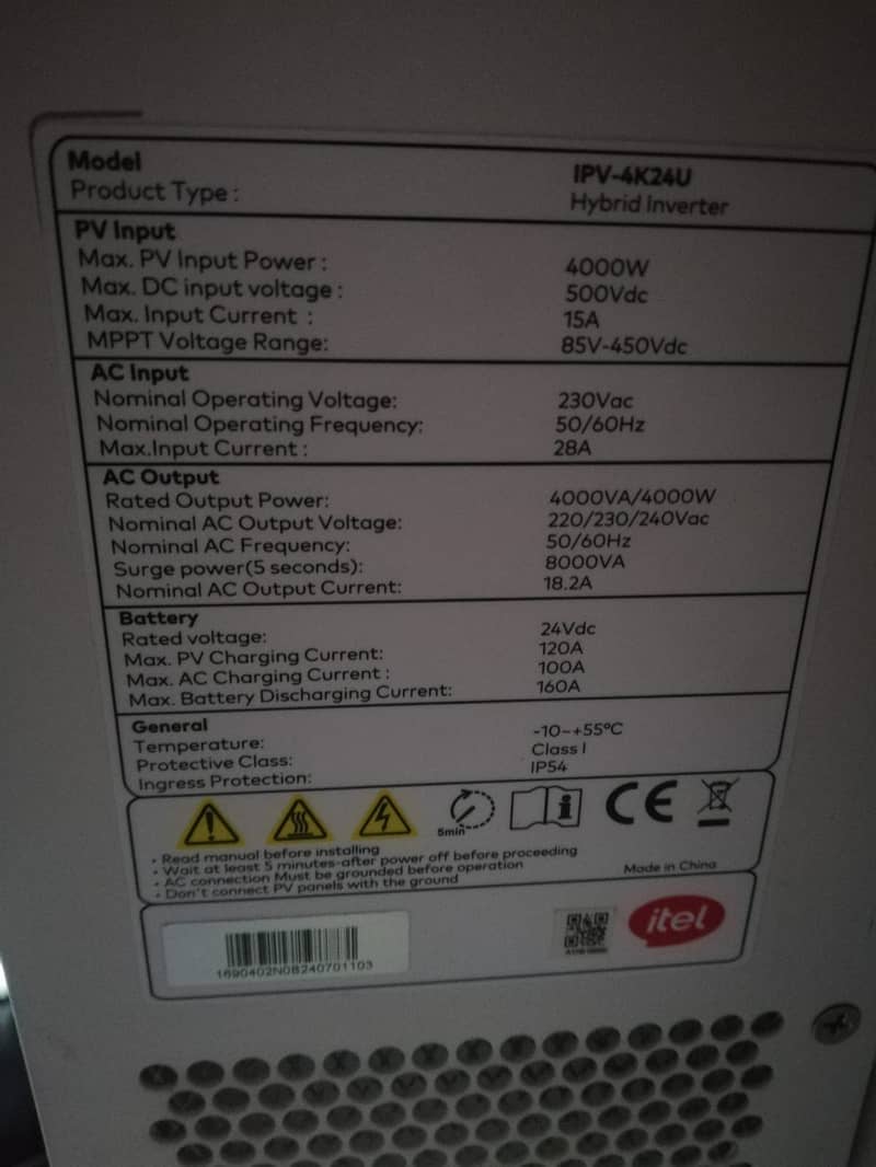 On gird & off grid (hybrid) ITEL 4kw 24V Wifi Enabled Single Phase Inv 1
