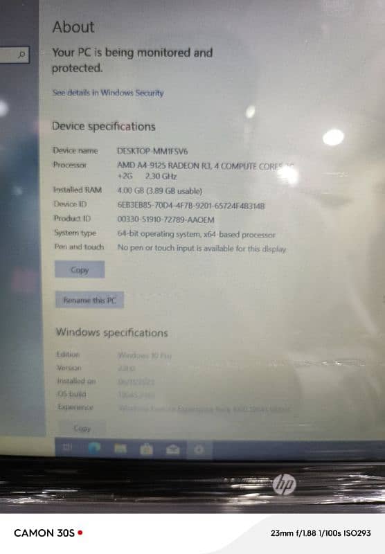 Hp laptop Intel Amd A9 4gb Ram 128gb SSD 15.6inch Display Window 10 5