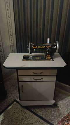 sewing machine table with two drawers and four tyres machine nahi ha