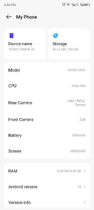 TECNO CAMON 20.8+8GB/256 3