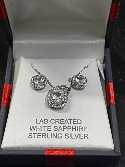 White Sapphire Lab Created Jewellery Set in Silver