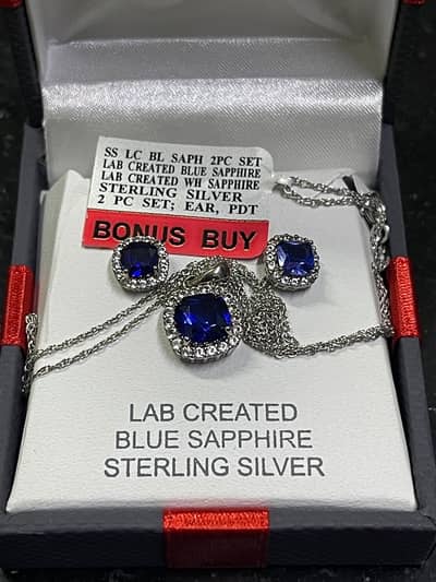 Blue Sapphire Lab Created in Silver