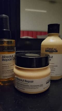 loreal absolute repair hair mask, shampoo and serum kit