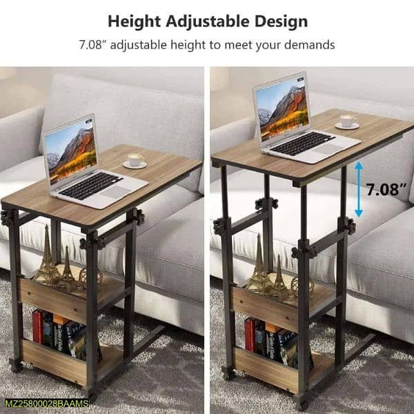 Wodden adjustable laptop side table for sofa and bed 4