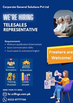 Telesales Executive - Office Job(Faisalabad)(03128777744)