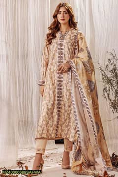 Safwa, - 3pcs digital printed Doria lawn unstitched suit, kok - 11