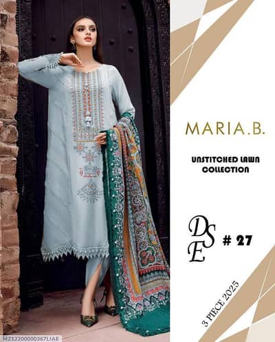 3 Pcs Women's unstitched Embroidered Suit