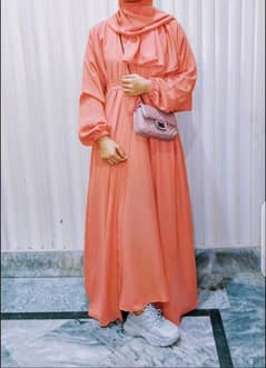 Peachish pink color new abaya