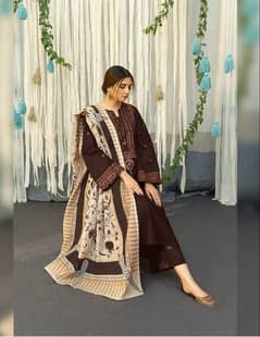 3pcs women unstitched embroidered lawn suit