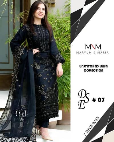 Chic Black Embroidered Lawn Suit -3 PCs Set