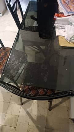 Dining table with 03 chairs - Rod iron and glass