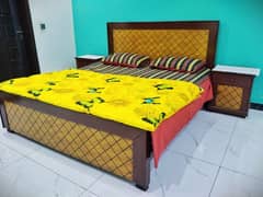 wooden bedset with side tables