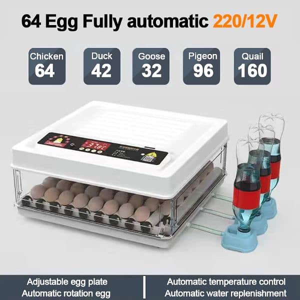 70 Eggs Intelligent Incubator Full Automatic AC-DC 0