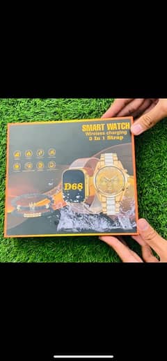 D68 Wireless Smart Watch With 3 Straps and Analog Watch