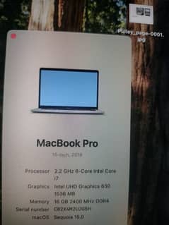 apple mac pro book 2018 model , 15"