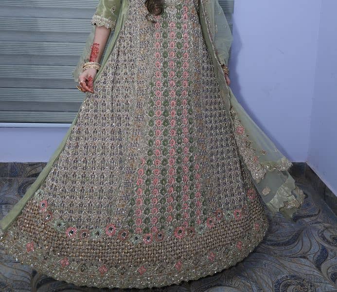 Bridal Maxi Full Embroidery Multicolor Work on Net Fabric Pista 0