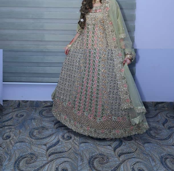 Bridal Maxi Full Embroidery Multicolor Work on Net Fabric Pista 1