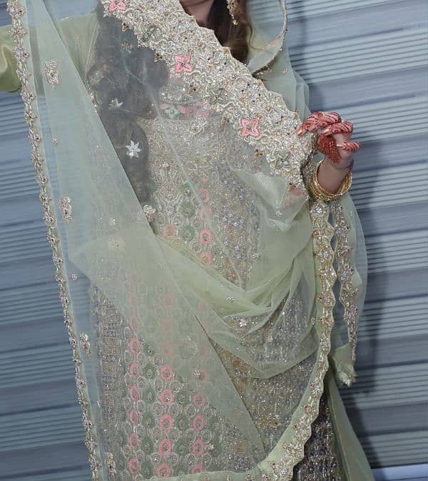 Bridal Maxi Full Embroidery Multicolor Work on Net Fabric Pista 5