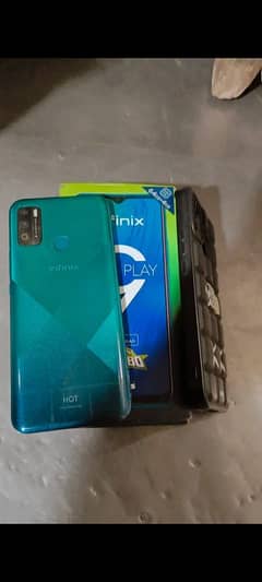 infinix hot 9 play 4 gb ram 64 gb memory with box and charger