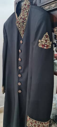 Black Sherwani with kulla