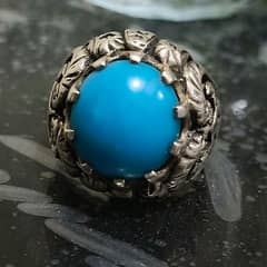 Lucky Stone dark blue and green natural feroza turquoise rings