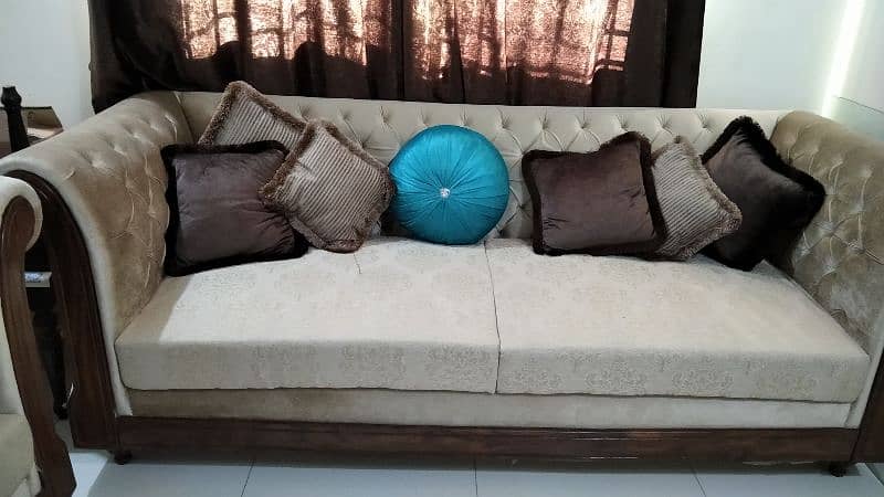 5 seater luxury sofa, center table, mirror and calligraphy for sale 1