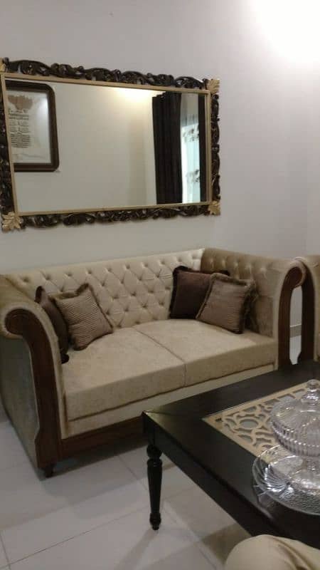 5 seater luxury sofa, center table, mirror and calligraphy for sale 2