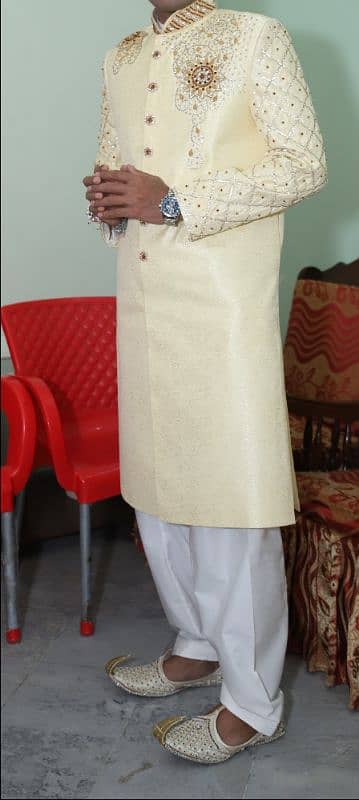 One time used beautiful sherwani + kula + khusa in jus 13000 Rs 3