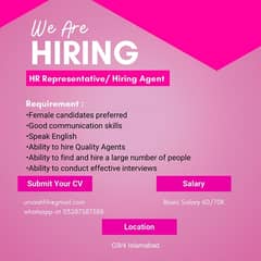 we are hiring HR /Hiring Agent