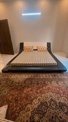 Modern Low-Profile Leather Bed for Sale