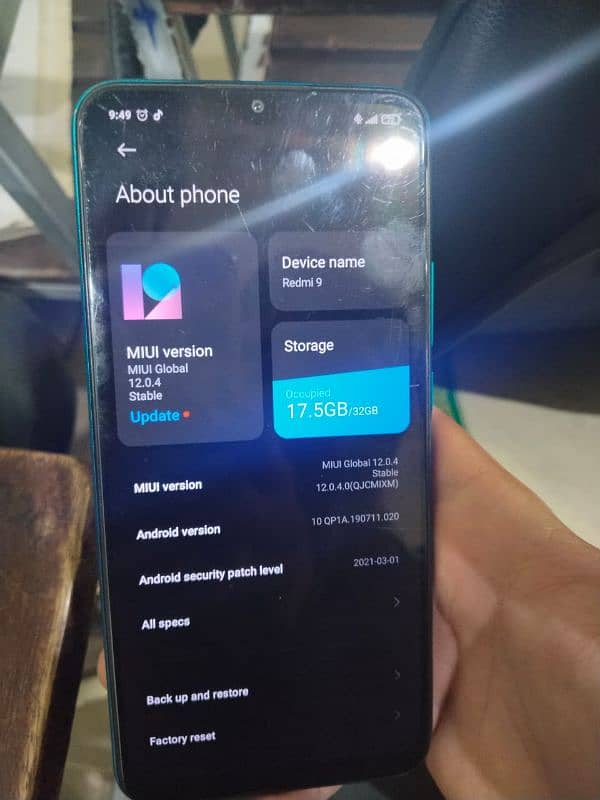 Redmi 9 for sale 9/10 condition battery timing outclass 4