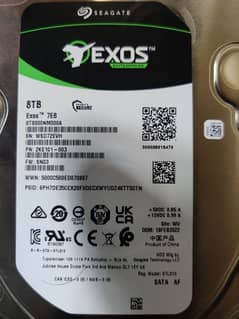 8TB HDD (Hard Disk Drive), Seagate EXOS 7e8, 7200 RPM