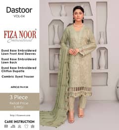 Unstiched Embroidered Lawn with Embroidered Chiffon Duppata