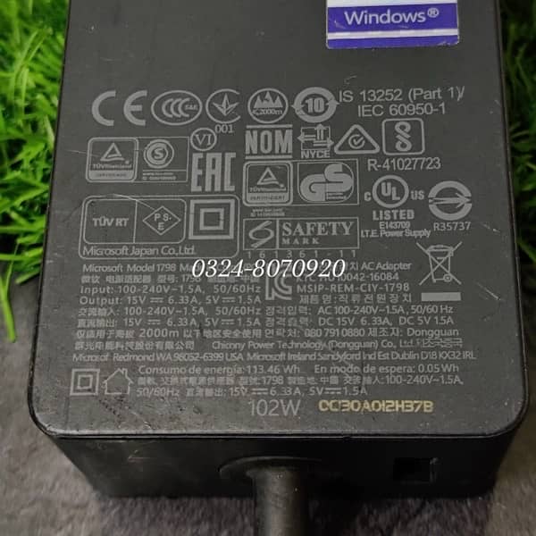 Microsoft Surface Pro 7 8 4 5 6 X Go Laptop 1 2 3 Charger 102W 65W 44W 5