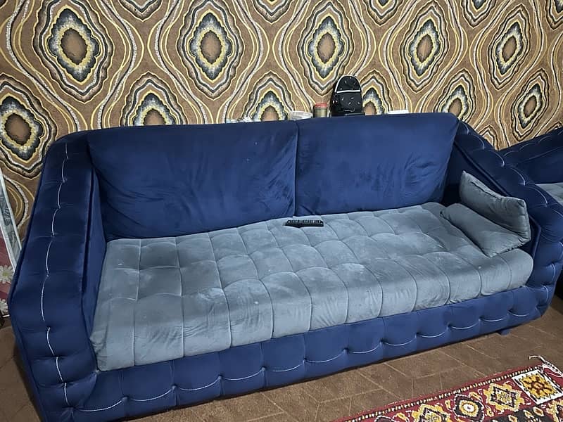 Valvet Blue or Grey Sofa Neat And Clean 1