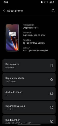 OnePlus 6t 8/128