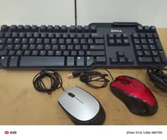 One big keyboard and one gaming mouse and one office mouse