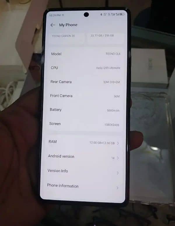 Tecno camon 30 Ram (12+12=24GB) Rom 256GB. 1