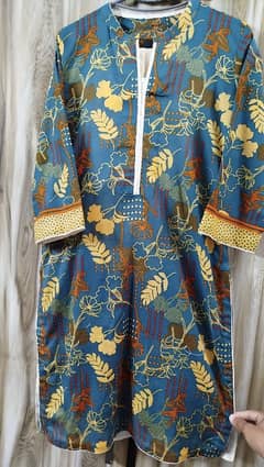 3Pc Lawn Brand Suit - Dyed Lawn Shalwar, Printed Lawn Shirt & Dupatta