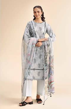 3 pcs women's unstitched printed suit