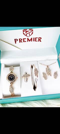 "Premium Jewelry Watch Set – Watch, Bracelet, Ring & Locket