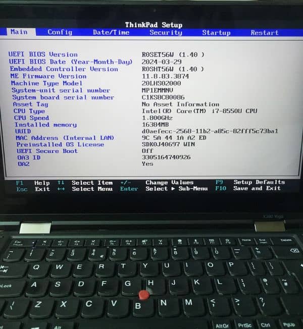 yoga X380 core i7 8th generation 16GB Ram 3