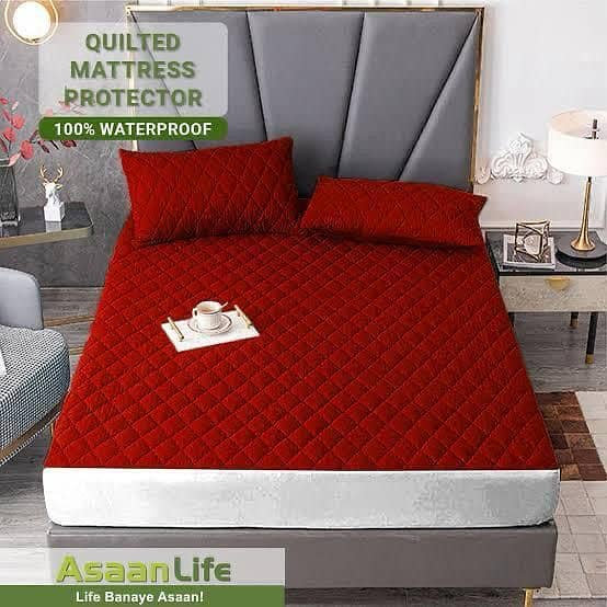 100% Waterproof Protector Fancy Quilted Mattress Fitted BedSheet 1